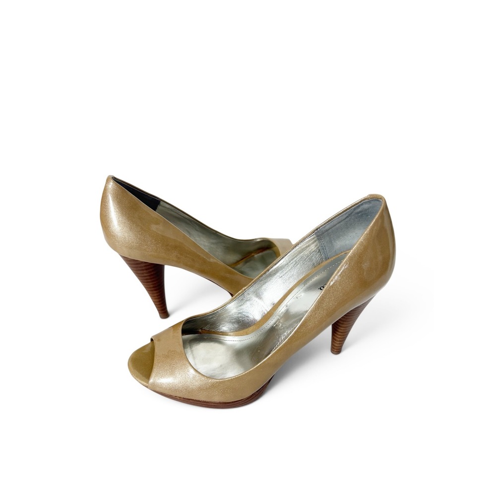 Style & Co. Celine Womens Tan Patent Peep Toe Platform Pump Size 7